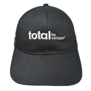 Hit Total by Verizon Logo Embroidered Black Baseball Cap Hat One Size Strapback